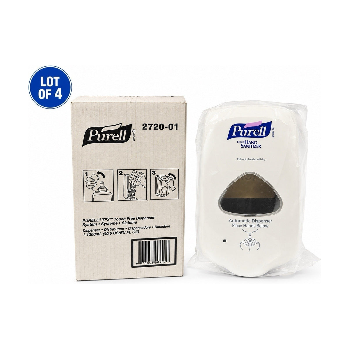 Lot of 4 GOJO Purell TFX 2720-01 Touch Free Automatic Sanitizer Dispensers