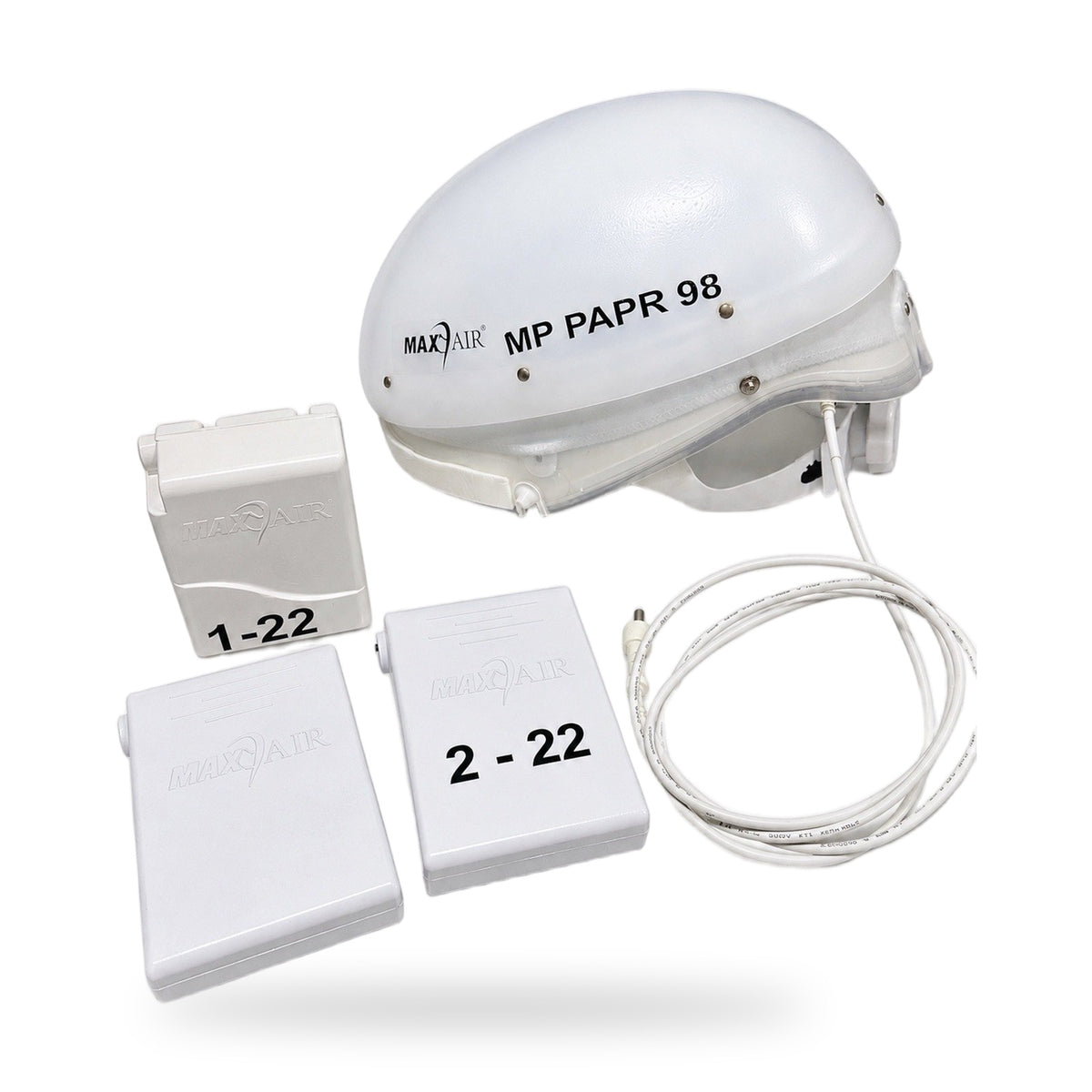 MaxAir MP PAPR 98 Powered Air Purifying Respirator Helmet w/ 3 Batteries