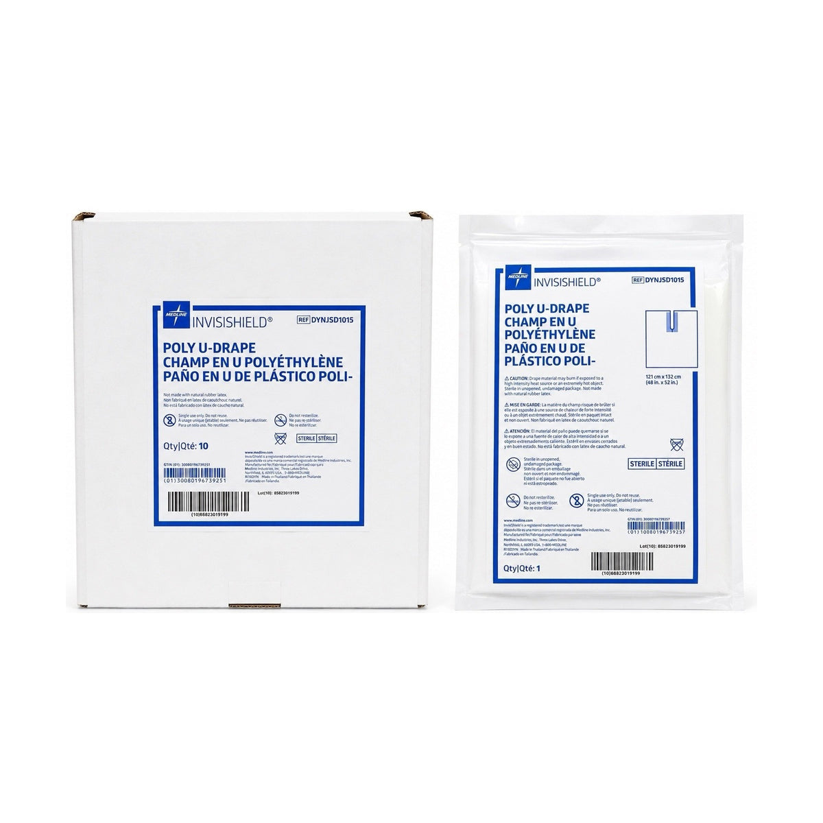 Medline InvisiShield Poly U-Drape 48” x 52” Sterile Drape DYNJSD1015 Box of 10
