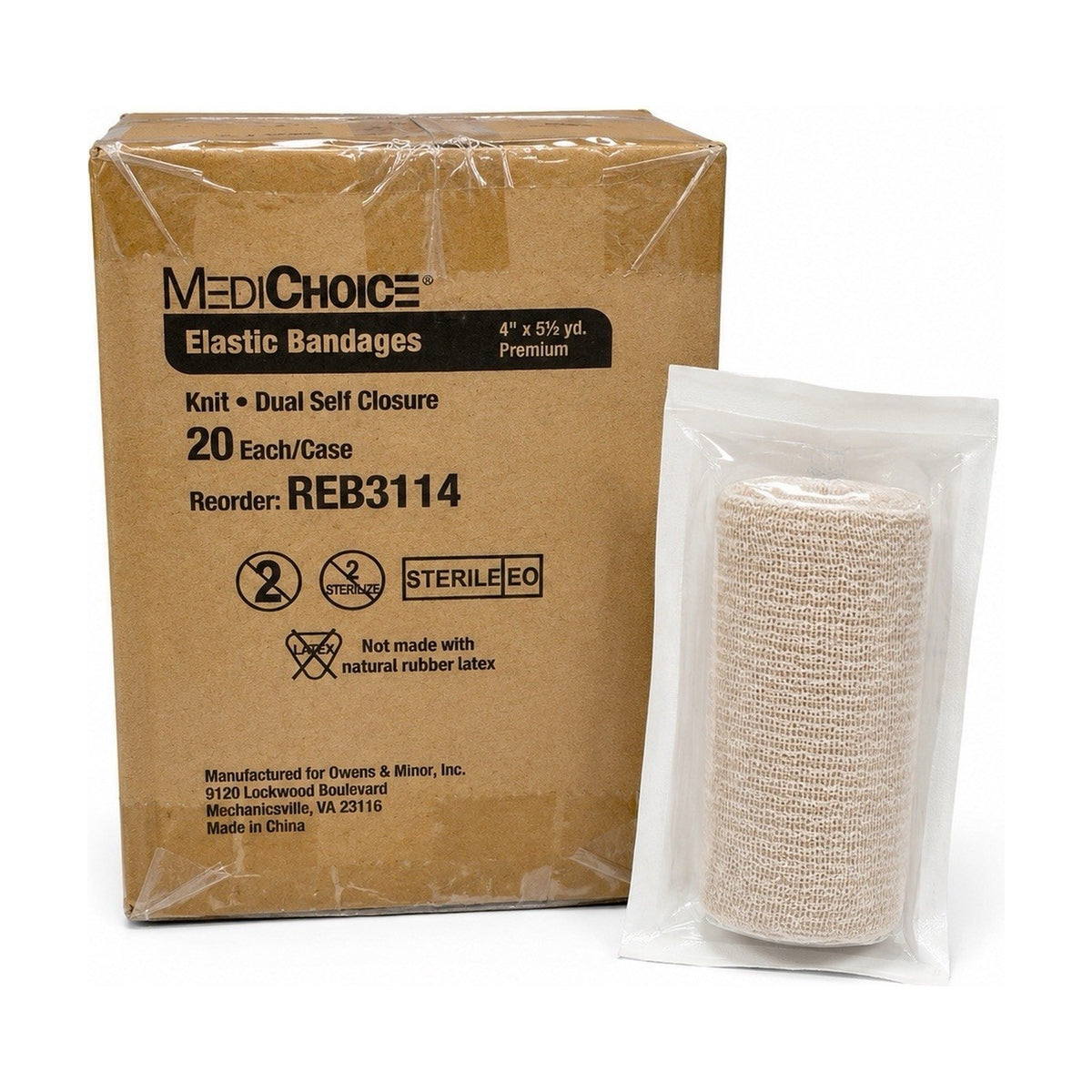 MediChoice REB3114 Elastic Bandage 4” x 5.5yd Sterile Dual Closure Case of 20