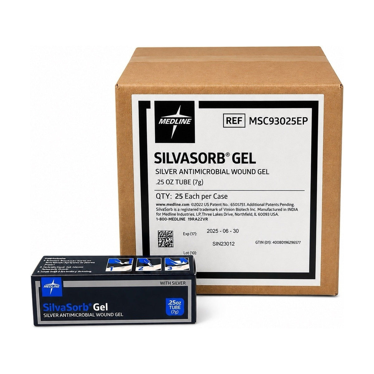 Medline SilvaSorb Silver Antimicrobial Wound Gel .25 oz MSC93025EP Box Of 25