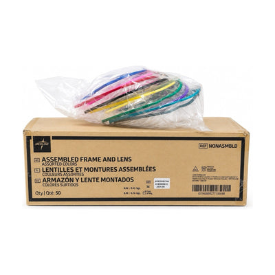 Medline NONASMBLD Safety Glasses Assembled Frame Lens Assorted Colors Qty 50