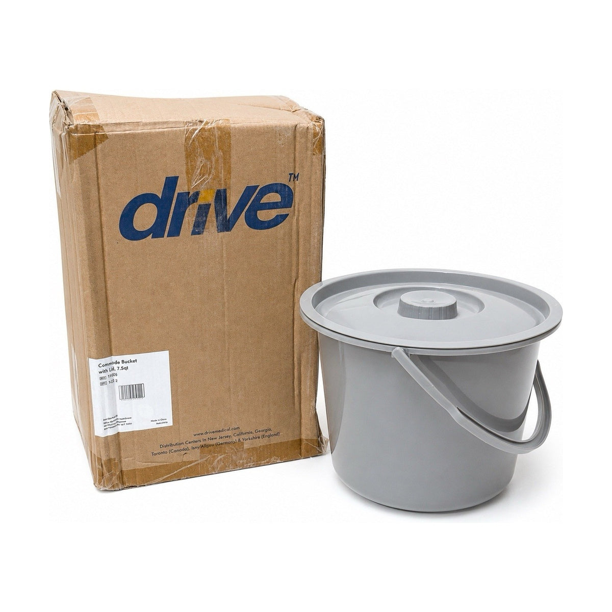 Drive Commode Bucket with Lid 7.5 Qt Gray Replacement Pail Toilet Pot