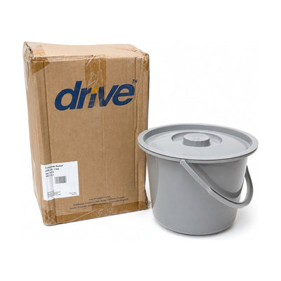 Drive Commode Bucket with Lid 7.5 Qt Gray Replacement Pail Toilet Pot