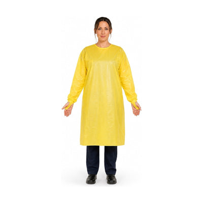 Case of 100 Halyard Poly-Coated Fluid Resistant Gown 47003 Over the Head -Yellow