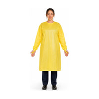 Case of 100 Halyard Poly-Coated Fluid Resistant Gown 47004 Over the Head -Yellow