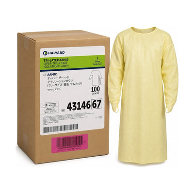Halyard 43146[67] medium weight tri layer AAMI2 , Yellow Qty 100