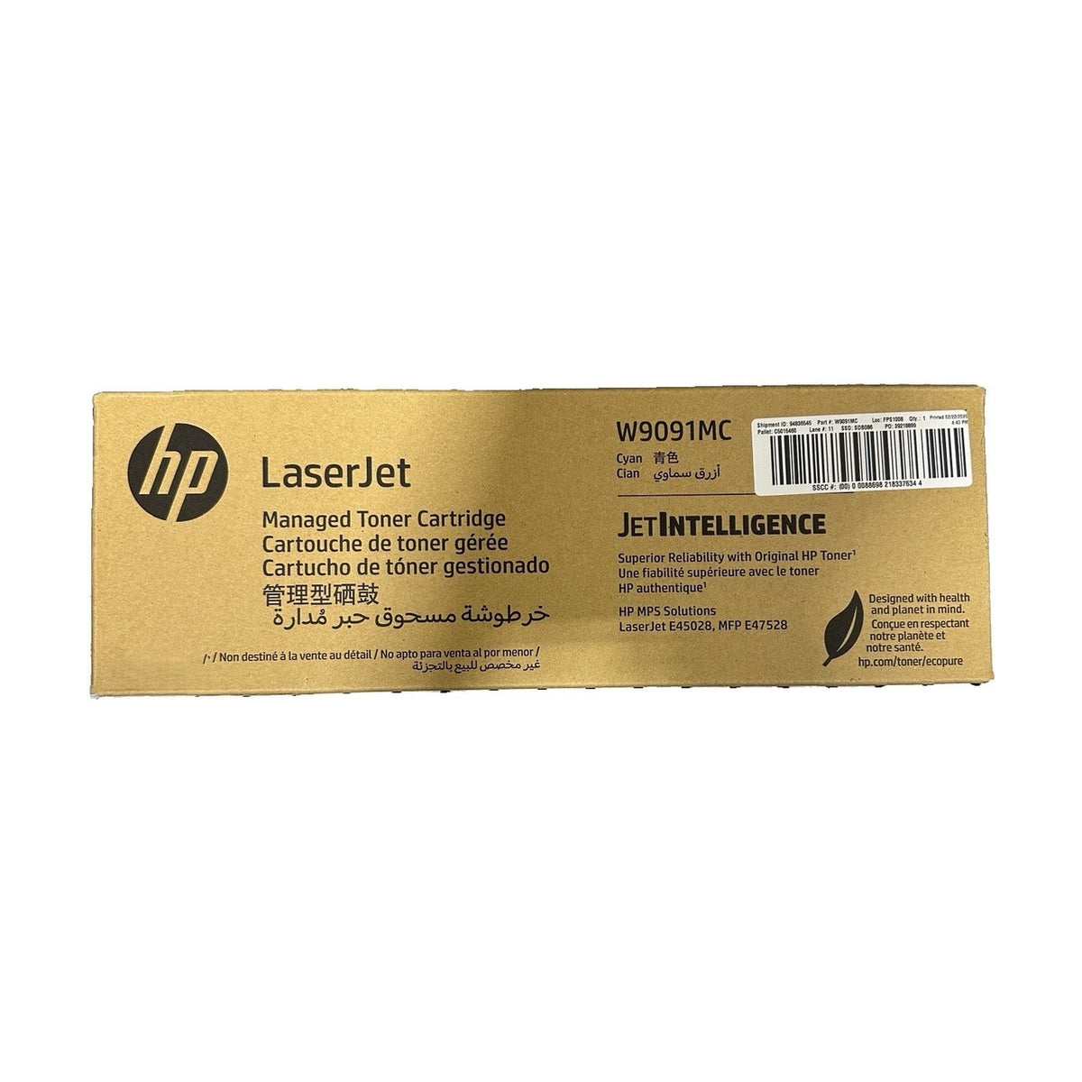 Genuine HP W9091MC Cyan Managed LaserJet Toner E45028 E47528 Sealed w/ Hologram