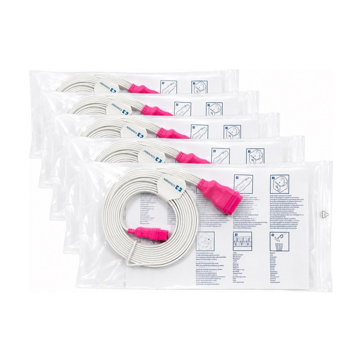 Covidien Kendall 33145 DL Disposable Cable 5 Lead Dual Connect 9ft Lot of 5