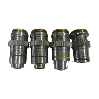 Bausch & Lomb Balplan Flat Field Microscope Objective Set 4X 10X 40X 100X