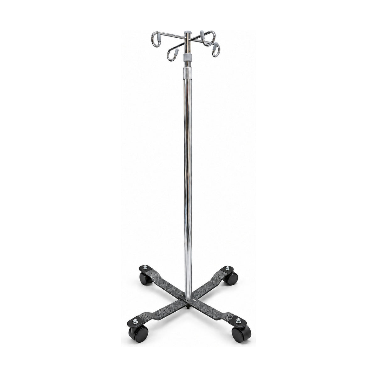 Blickman 1305-4P Rolling 4-Hook IV Pole Stand Chrome Adjustable 4-Leg Base New