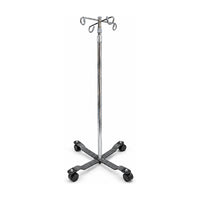Blickman 1305-4P Rolling 4-Hook IV Pole Stand Chrome Adjustable 4-Leg Base New