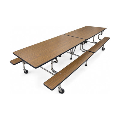 SICO TBB 10ft Folding Cafeteria Table with Benches Rolling Woodtone