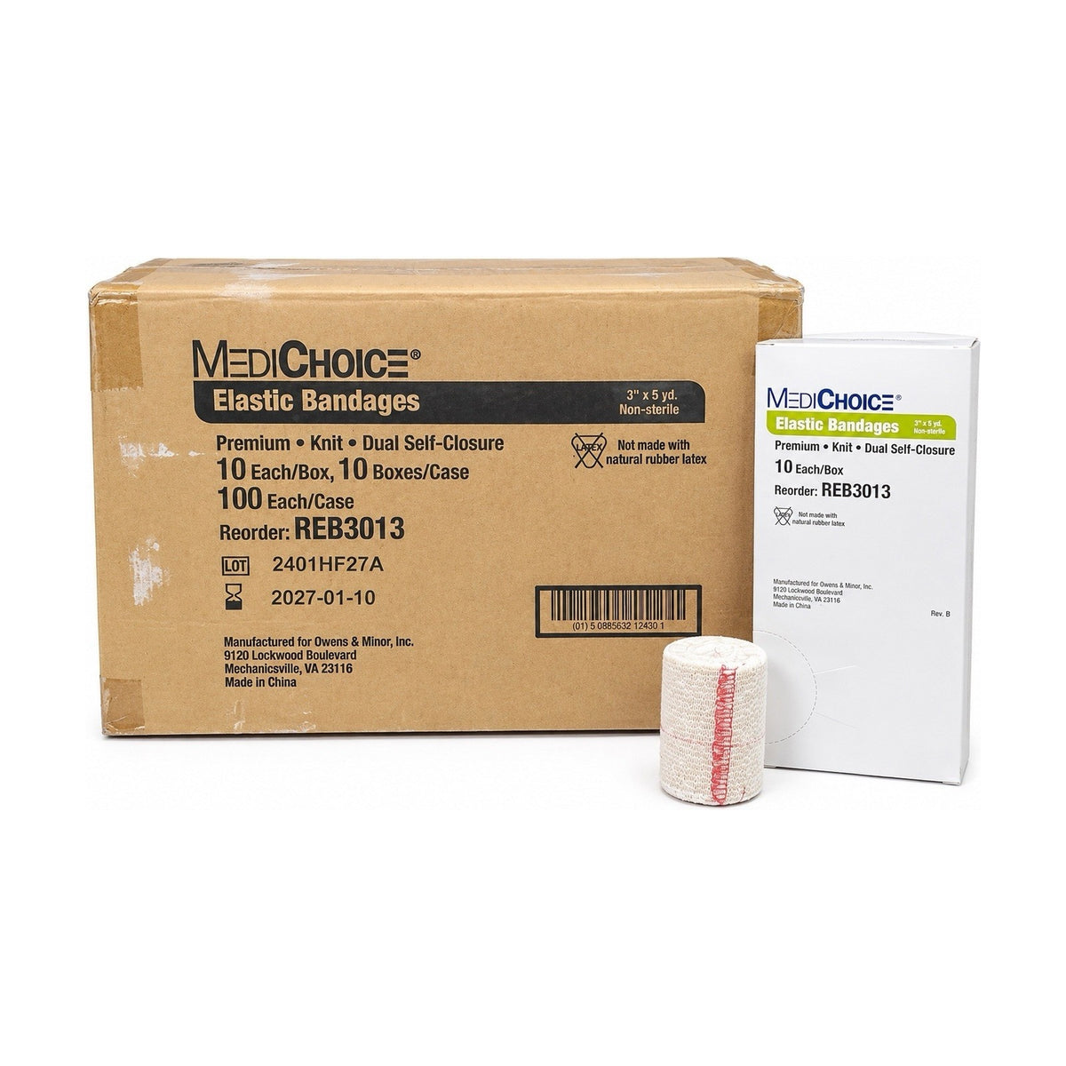 MediChoice REB3013 Elastic Bandages 3” x 5 yd Non-Sterile Case of 100