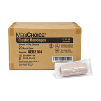 MediChoice REB2104 Elastic Bandage 4” x 5 yd Sterile Clip Closure Case of 20