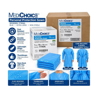 MediChoice 77765XL Personal Protection Gown Extra Large Blue 120ct Non-Sterile