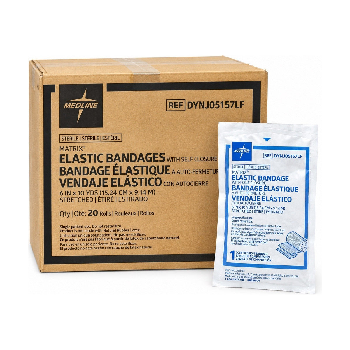 Medline DYNJ05157LF Matrix Elastic Bandage 6” x 10 Yd Sterile Case of 20