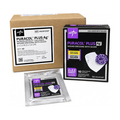 Medline Puracol Plus Ag+ MSC8722EP Dressing 2x2.2” 50 Count