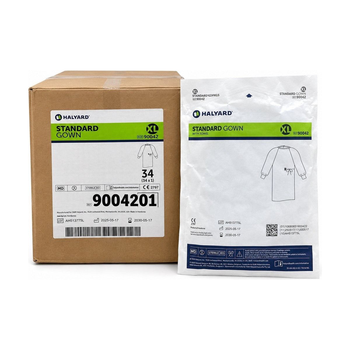Halyard 90042 Standard Gown XL With Towel Sterile 34 Count Case