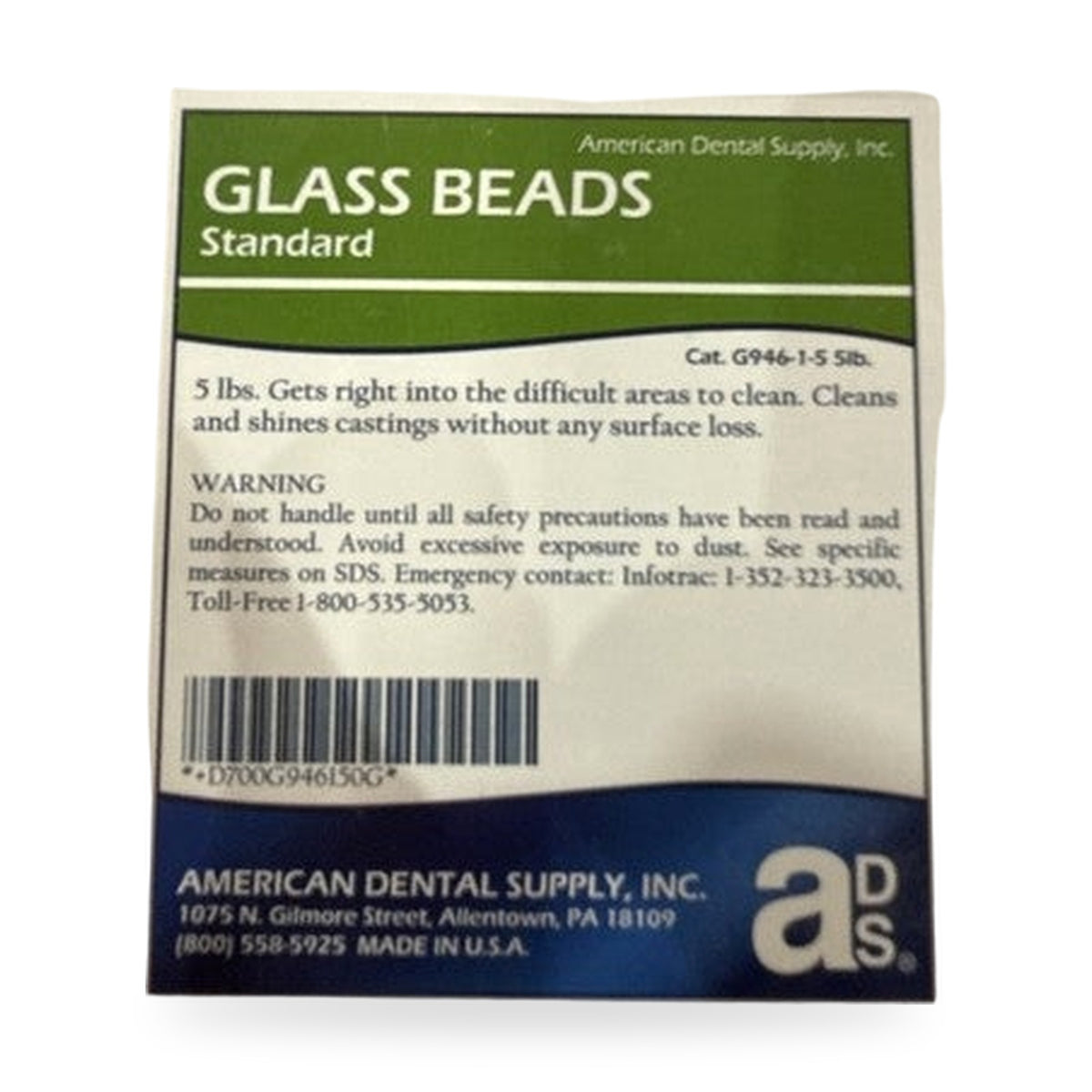 Glass Beads American Supply Lab Standard Size Cat: G946-1-5 (5lbs)