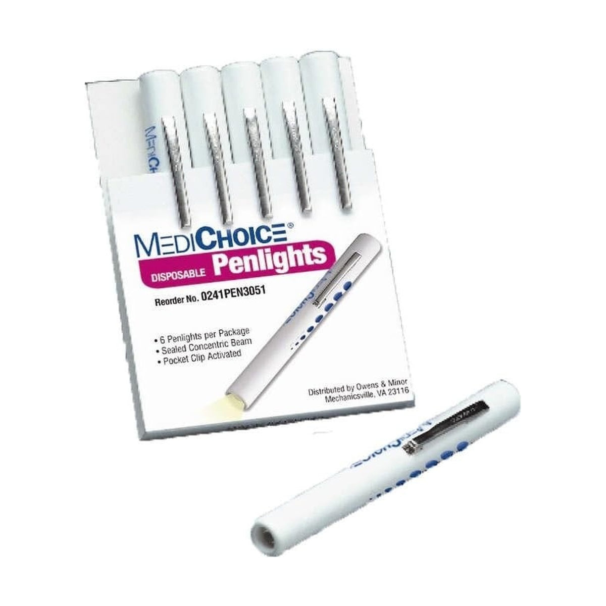 MediChoice Disposable Penlights with Pupil Gauge, Pack of 6