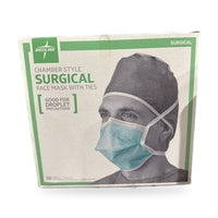 Medline NON27382 - Chamber Style Face Mask With Ties 50 Pcs (Green)