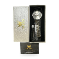 OLEVS Mens Watch Silver Face, Gold/Silver Band, Day Date, Quartz