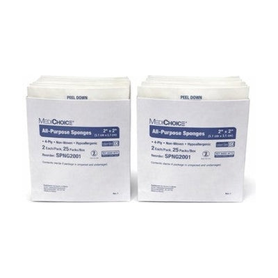 MediChoice All-Purpose Sponges – 2” x 2” – Sterile – 50ct - 4-ply - SPNG2001