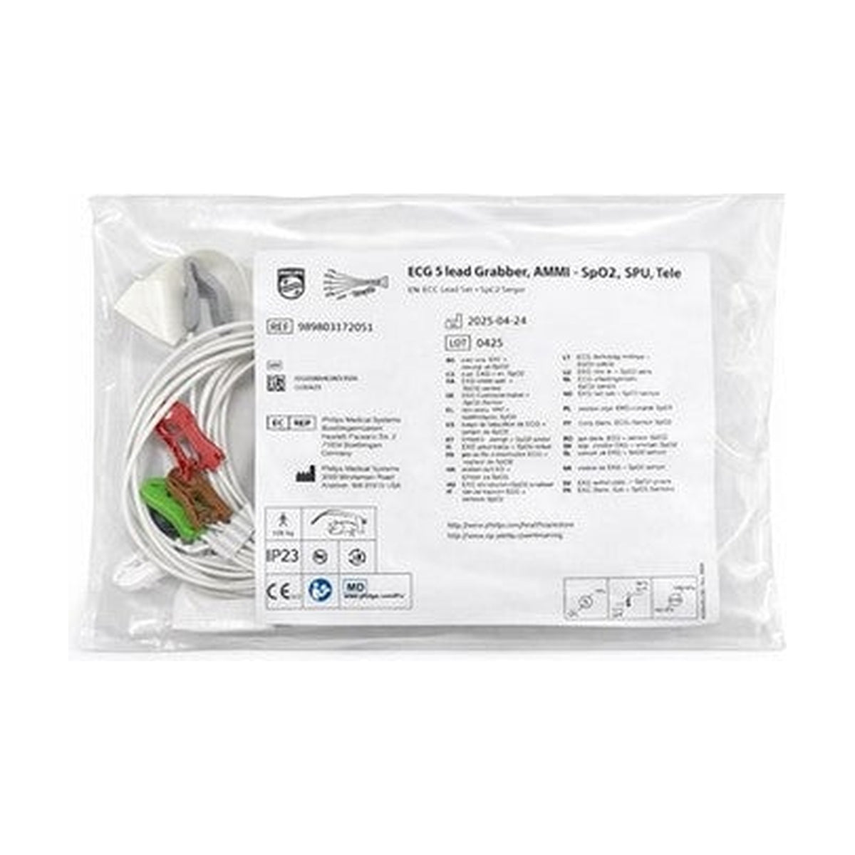 NEW PHILIPS REF 989803172051 ECG 5-Lead Grabber, AAMI + SP02, SPU, Tele