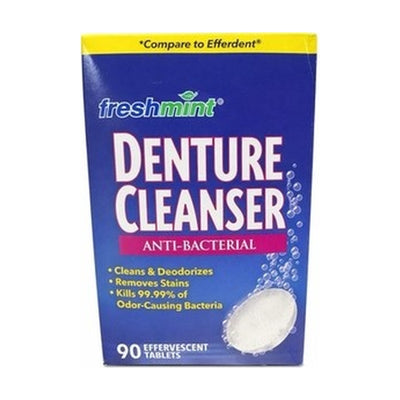 Freshmint Denture Cleanser Anti-Bacterial Effervescent Tablets 90 Count