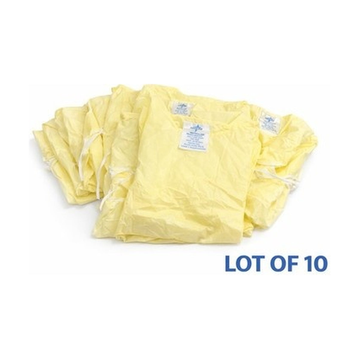 Medline Isolation Gown Level 1 AAMI PB70 Yellow One Size Lot of 10 MDT011207