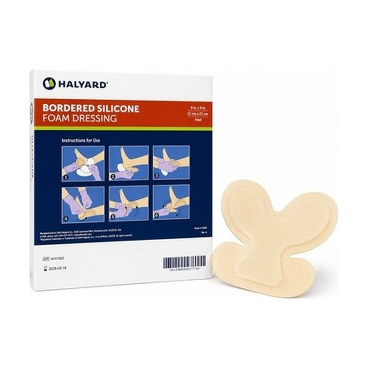 Halyard Bordered Silicone Foam Dressing 9x9 Heel REF 55570 Exp 2028