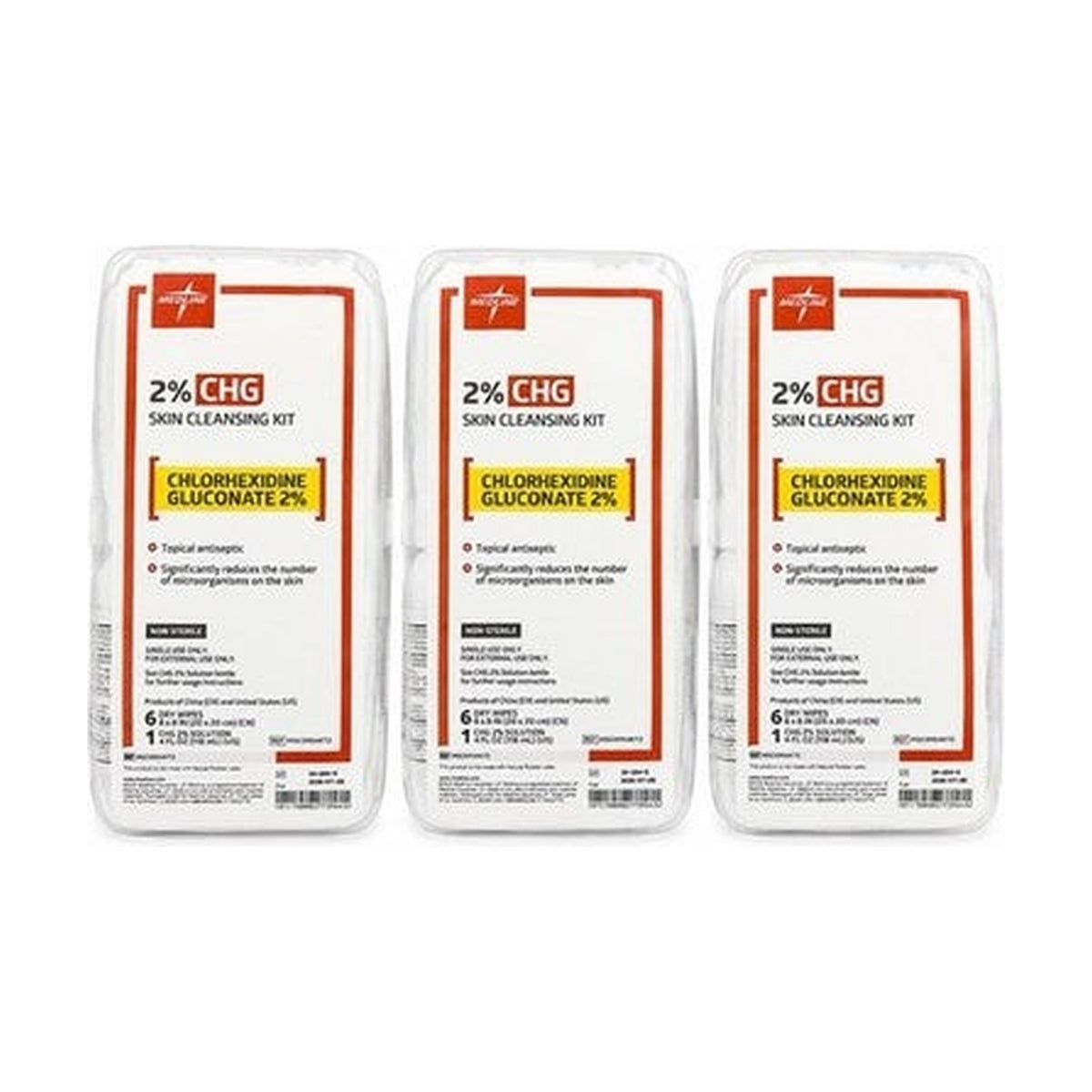 Lot of 3 Medline 2% CHG Skin Cleansing Kit Chlorhexidine REF MSC0954KT2