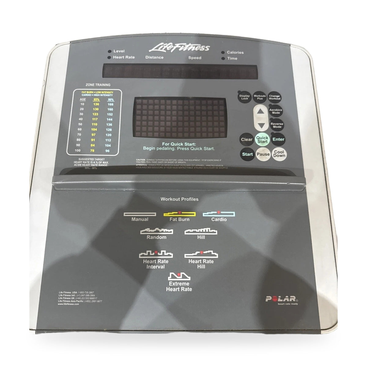 Life Fitness 93X Cross-Trainer Console with Electronics Polar HR - Cracked Edge