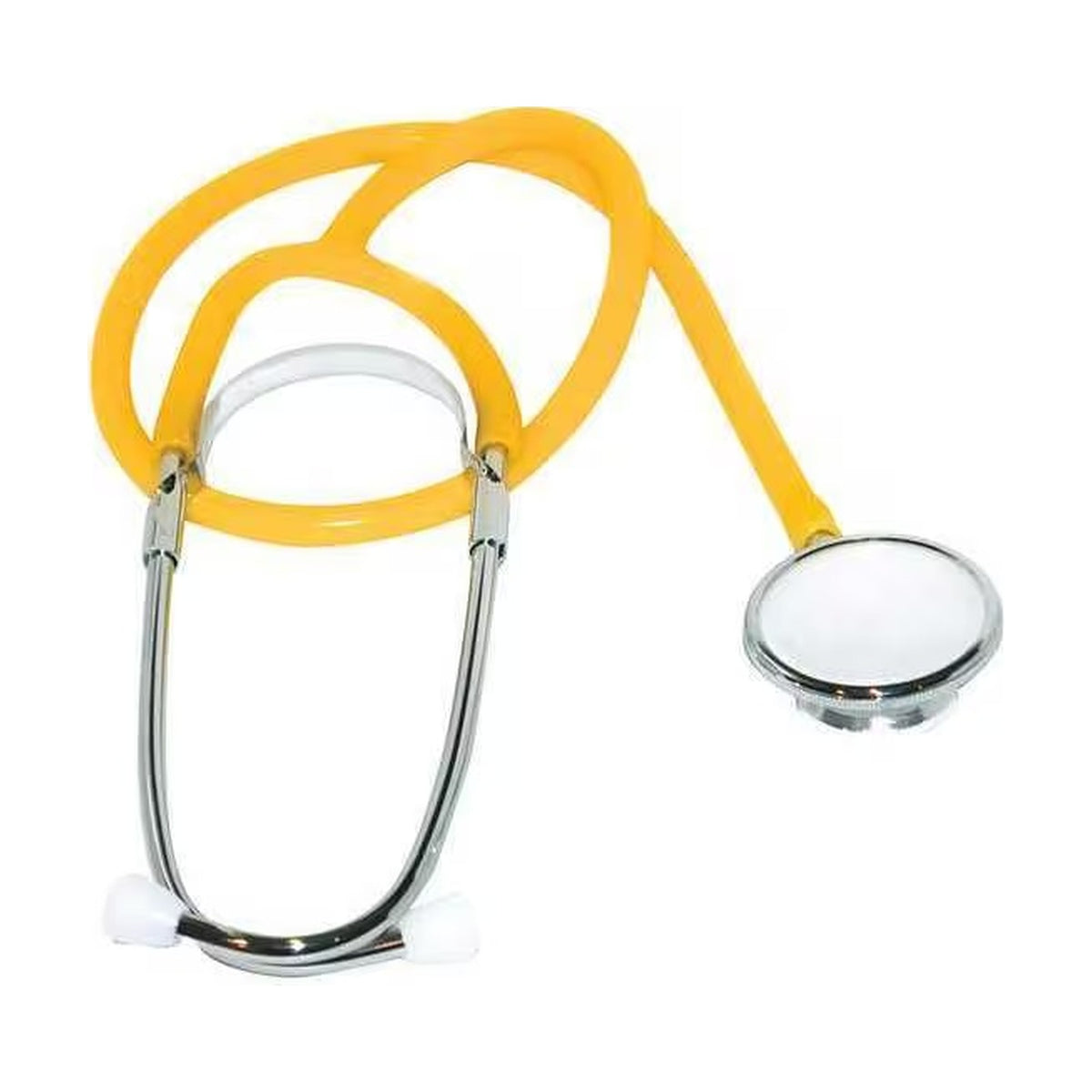 MedSource SINGLE HEAD STETHOSCOPE 22" Yellow Tube, Chrome Head VERY NICE!