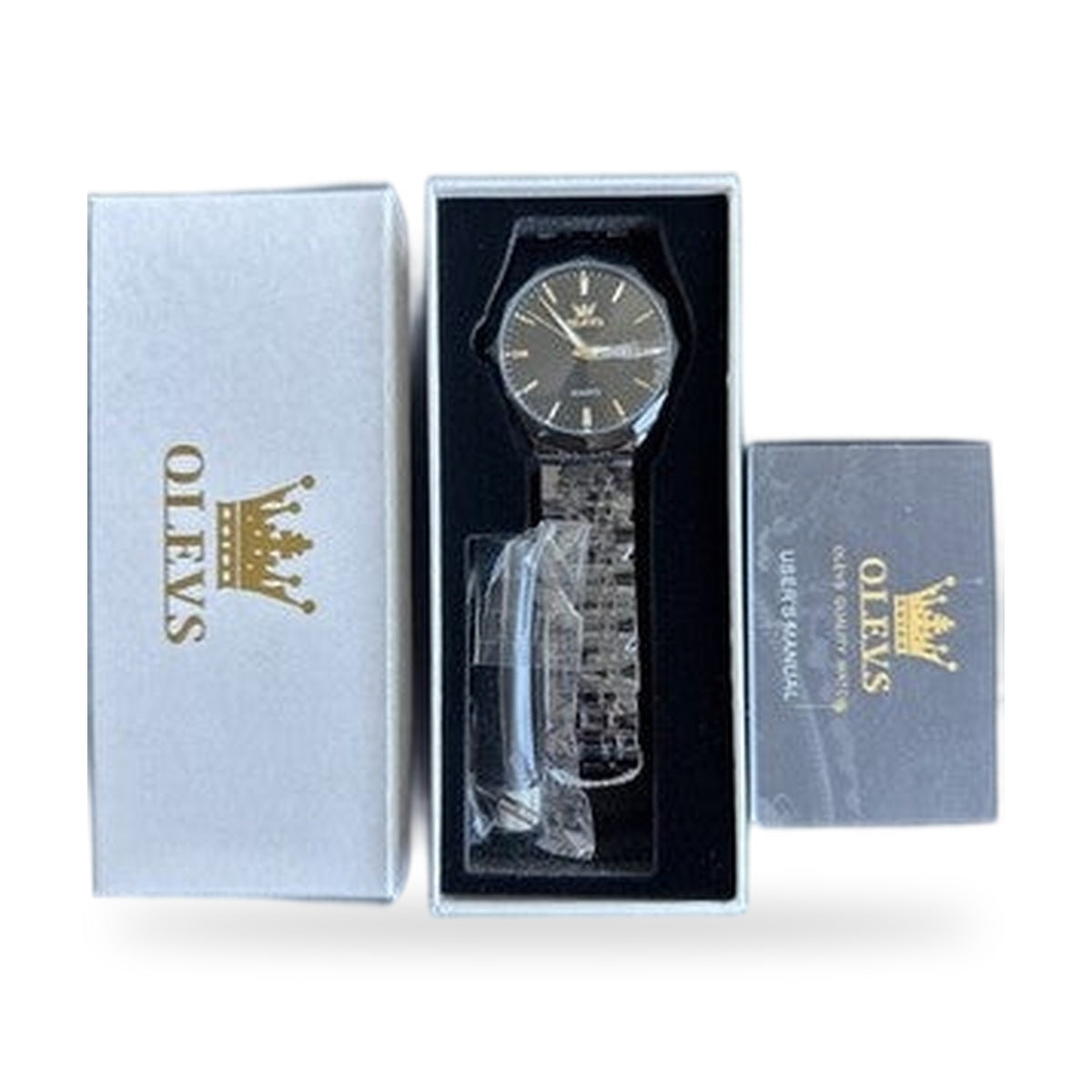 OLEVS Watches Men’s Waterproof Luxury Big Face Mens Watch Black Band/Face