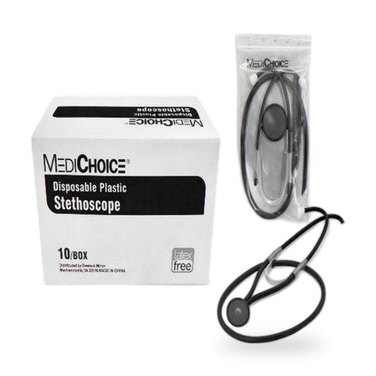 MediChoice Disposable Plastic Stethoscope – Latex Free (10/Box) Ref 994910