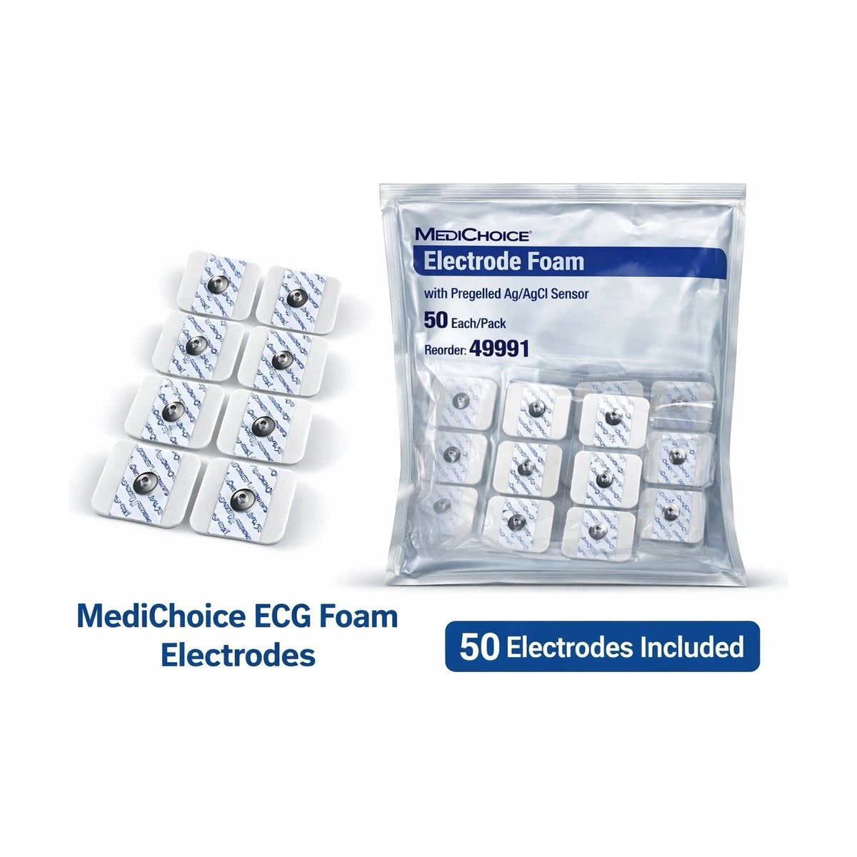 MediChoice ECG Electrode Foam Pregelled Ag/AgCl 50/Pack Reorder 49991 NEW