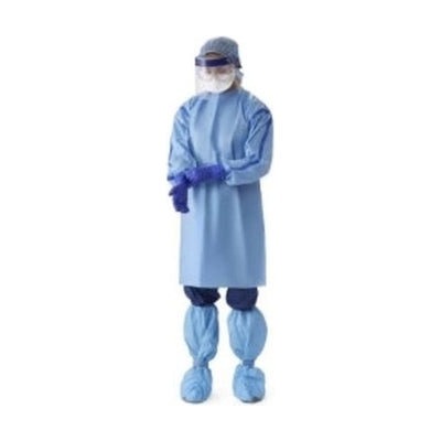 Medline Chemo Gowns NON25457 Blue Regular/Large Poly-Coated Case of 30 ASTM F739