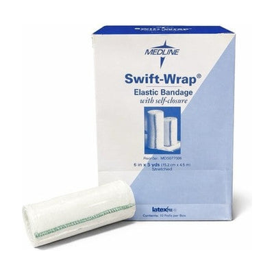 Medline Swift-Wrap Elastic Bandage 6in x 5yd Self-Closure MDS077006 10ct