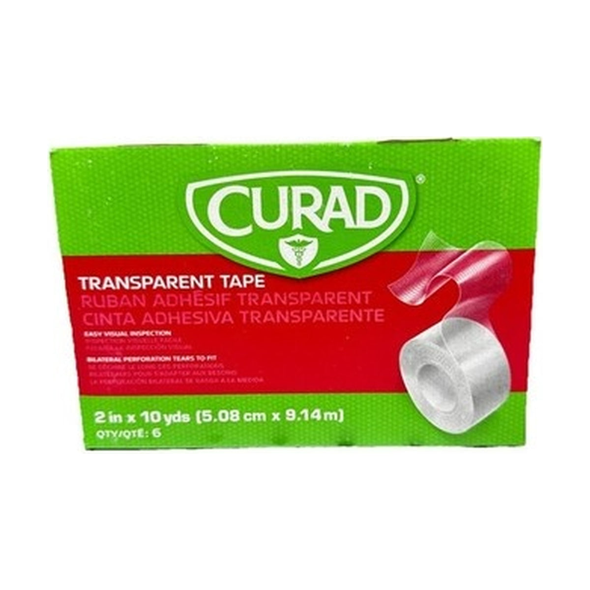 Curad Transparent Tape 2in x 10yds 6 Rolls Clear Adhesive Tape