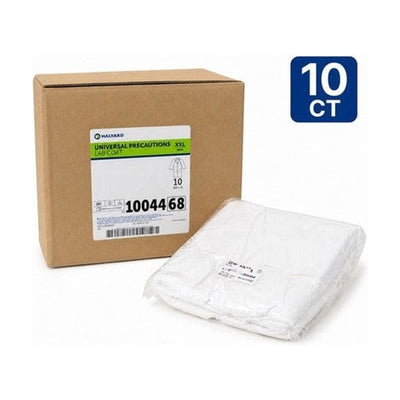 Halyard Lab Coat XXL White Disposable REF 1004468 10 Ct Spunbond