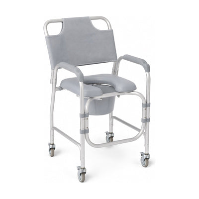 Guardian G1-502PWX1 Padded Aluminum Shower Chair Commode Casters 300 lb Capacity