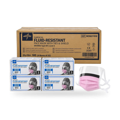 Medline NON27410 Face Mask with Shield Level 3 Case of 100