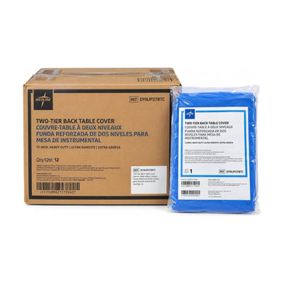 Medline DYNJP2TBTC Two-Tier Back Table Cover 72" Heavy Duty Sterile Case of 12
