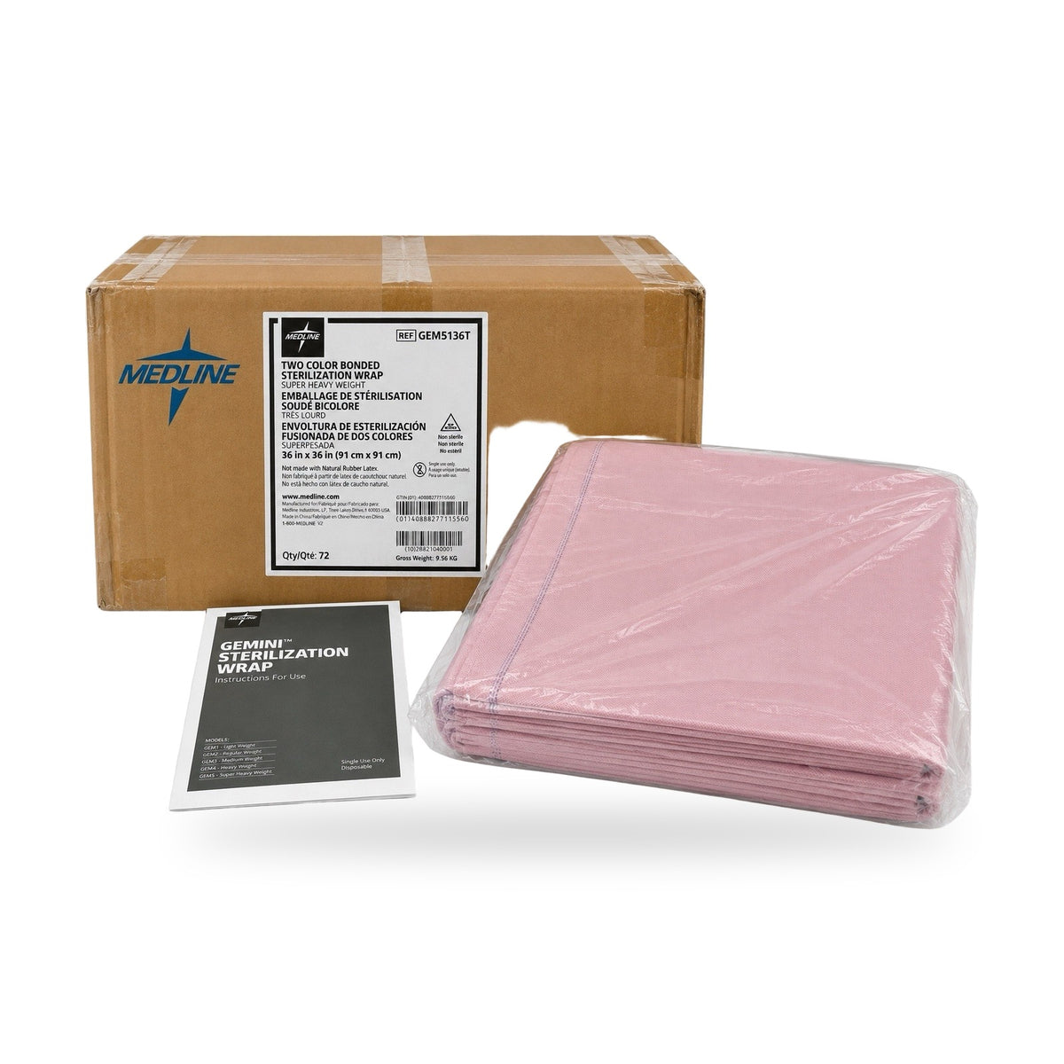Medline GEM5136T Gemini Two Color Sterilization Wrap 36" x 36" Non-Sterile 72