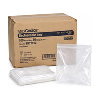 MediChoice ZB12152 Recloseable Zip Bags 12" x 15" 2 Mil Clear Case of 1000