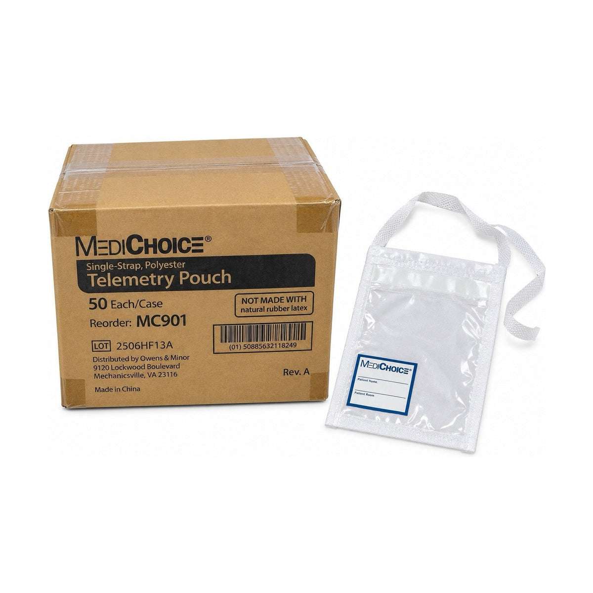 MediChoice MC901 Telemetry Pouch Single Strap Polyester White Case of 50