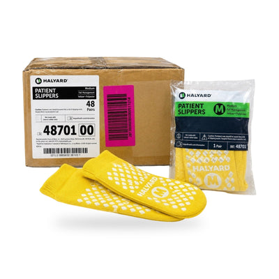 Halyard 48701 Slippers Medium Yellow Non-Skid 48 Pairs Case