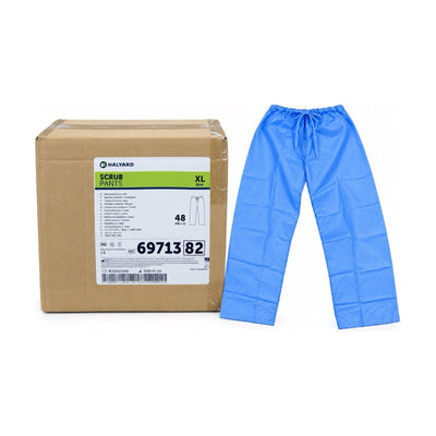 Halyard 69713 Scrub Pants XL Blue Disposable 48 Count Case